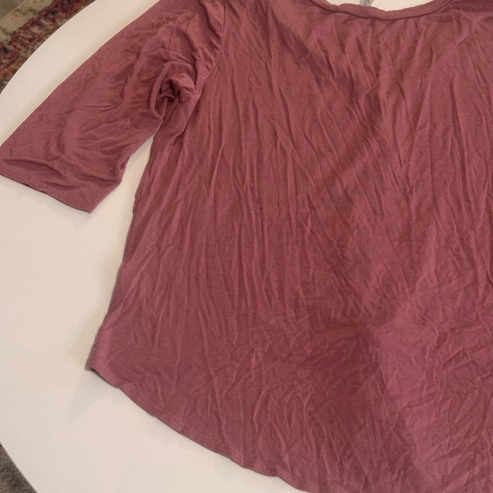 Green Envelope Mauve Button Tie Blouse - Picture 9 of 9